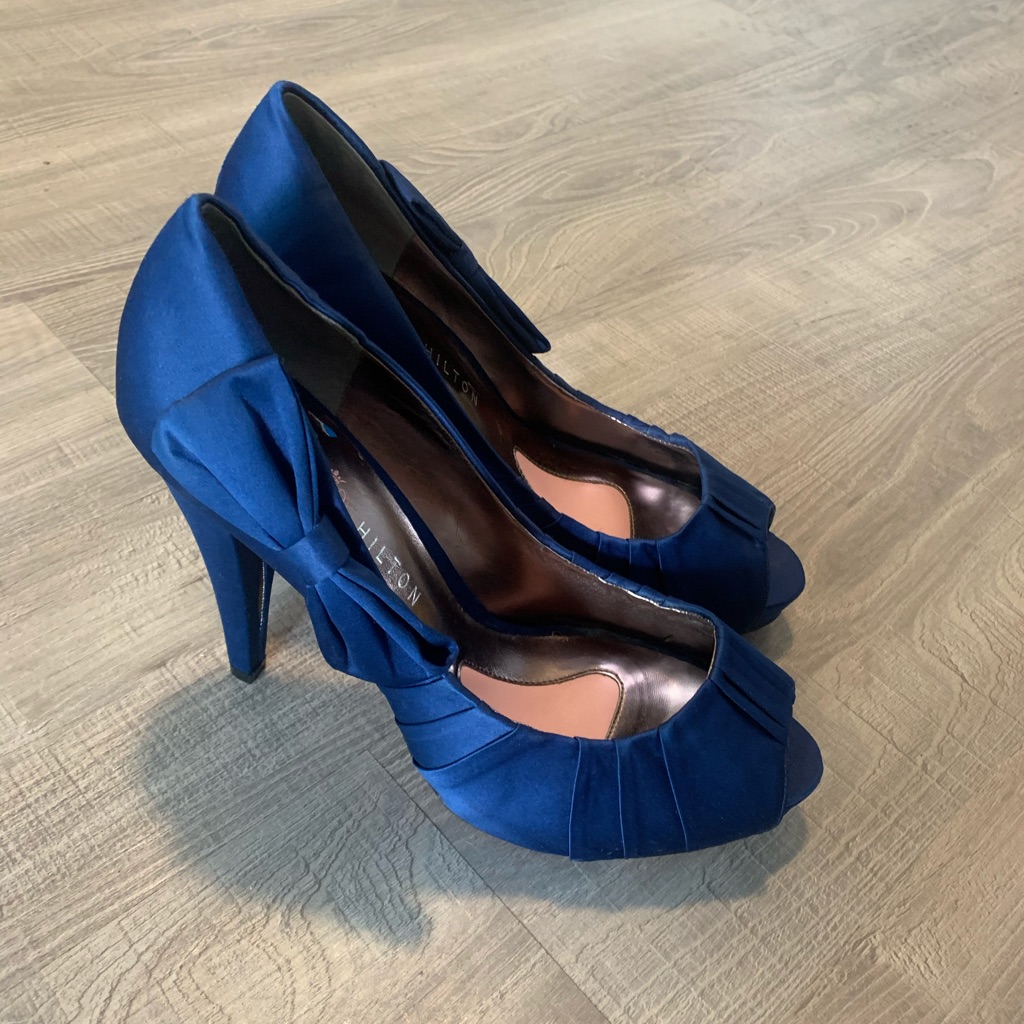 Paris Hilton Blue Heels